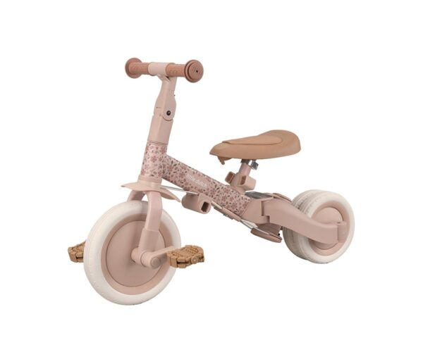 Triciclo con Barra 4 en 1 Rosa Flores Little Dutch - Imagen 4
