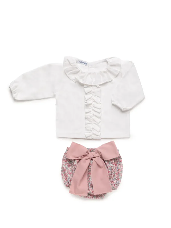 CONJUNTO CAMISA VOLANTES BRAGA FLORECITAS  Juliana