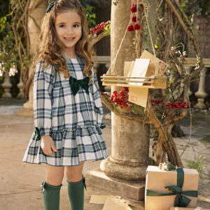 VESTIDO 2. VOL CUADROS LAZO TERCIOPELO