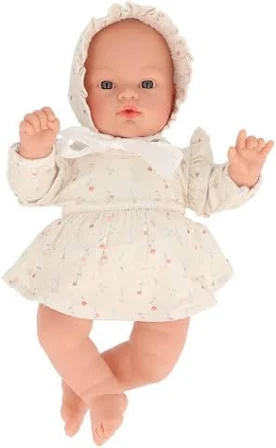 Muñeco Helena con Vestido y Gorrito White Flowers Monnëka