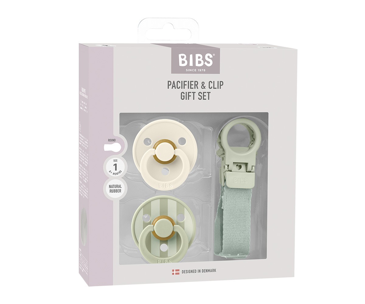 Set de Regalo BIBS Colour Chupete y Clip Loop Sage BIBS