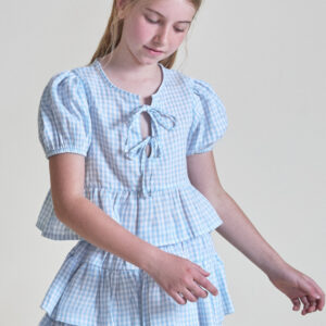 Conjunto top + falda volantes Vichy celeste Street Monkey