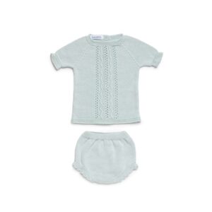 Conjunto braga punto tachón calados verde mar Juliana Vistiendo bebes