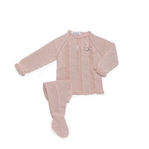 Conjunto 3 piezas tiras caladas vertical Rosa palo Juliana vistiendo bebes