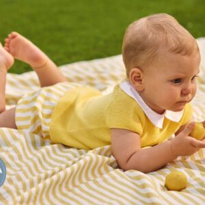 Conjunto Pantalón tela rayada amarillo Juliana Vistiendo bebes