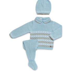 Conjunto 3 piezas cadenas azul-blanco -beig Juliana Vistiendo bebes