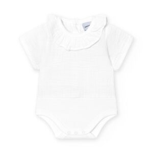 BODY CUELLO VOLANTE BAMBULA blanco MANGA CORTA babidu