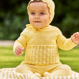 Conjunto 3 piezas empiece calado bodoques amarillo Juliana Vistiendo bebes