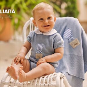 Conjunto pantalón globo cielo Juliana vistiendo bebes