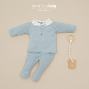 Primera puesta conejos cuello bebe celeste empolvado Pangasa baby