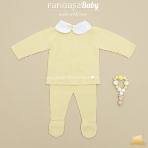 Primera puesta cuello bebe Pique amarillo Pangasa baby