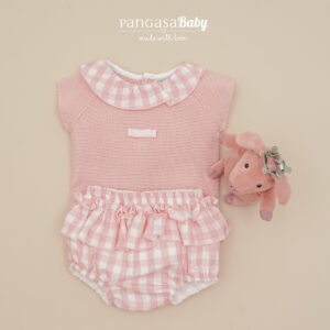 Conjunto Braguita Cuadros Rosa Empolvado Pangasa baby