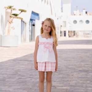 Conjunto top + falda tabla ancha  Vichy rosa Miranda