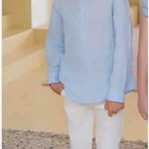 Camisa m/l cuello Mao azul Nelblu