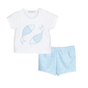 Conjunto Baño CACHEMIR celeste Calamaro baby