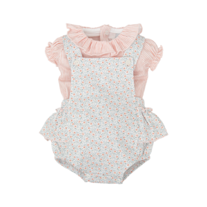 Conjunto ranita flores  + blusa rayas caricia Babidu