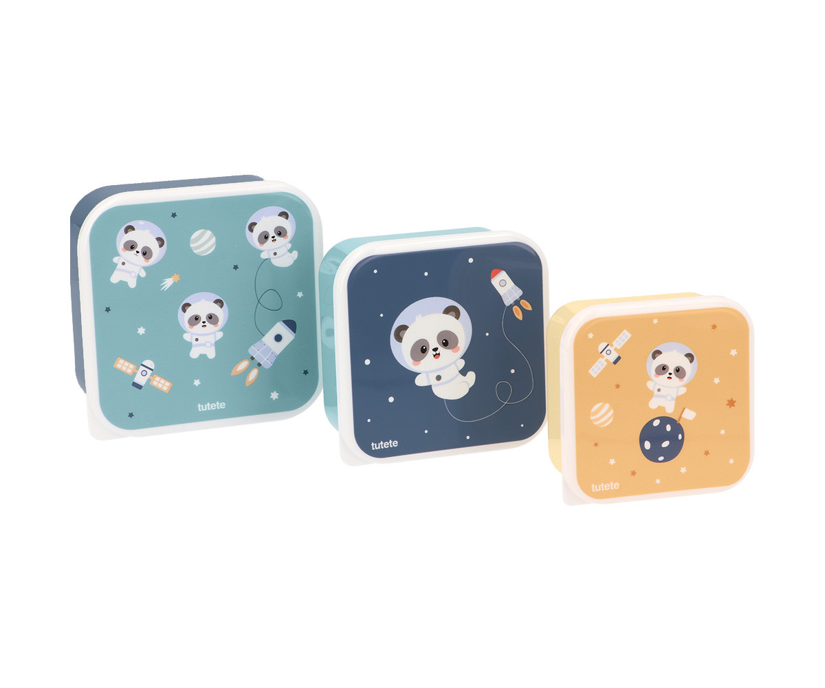 3 Cajas Almuerzo Pandas in Space Tutete