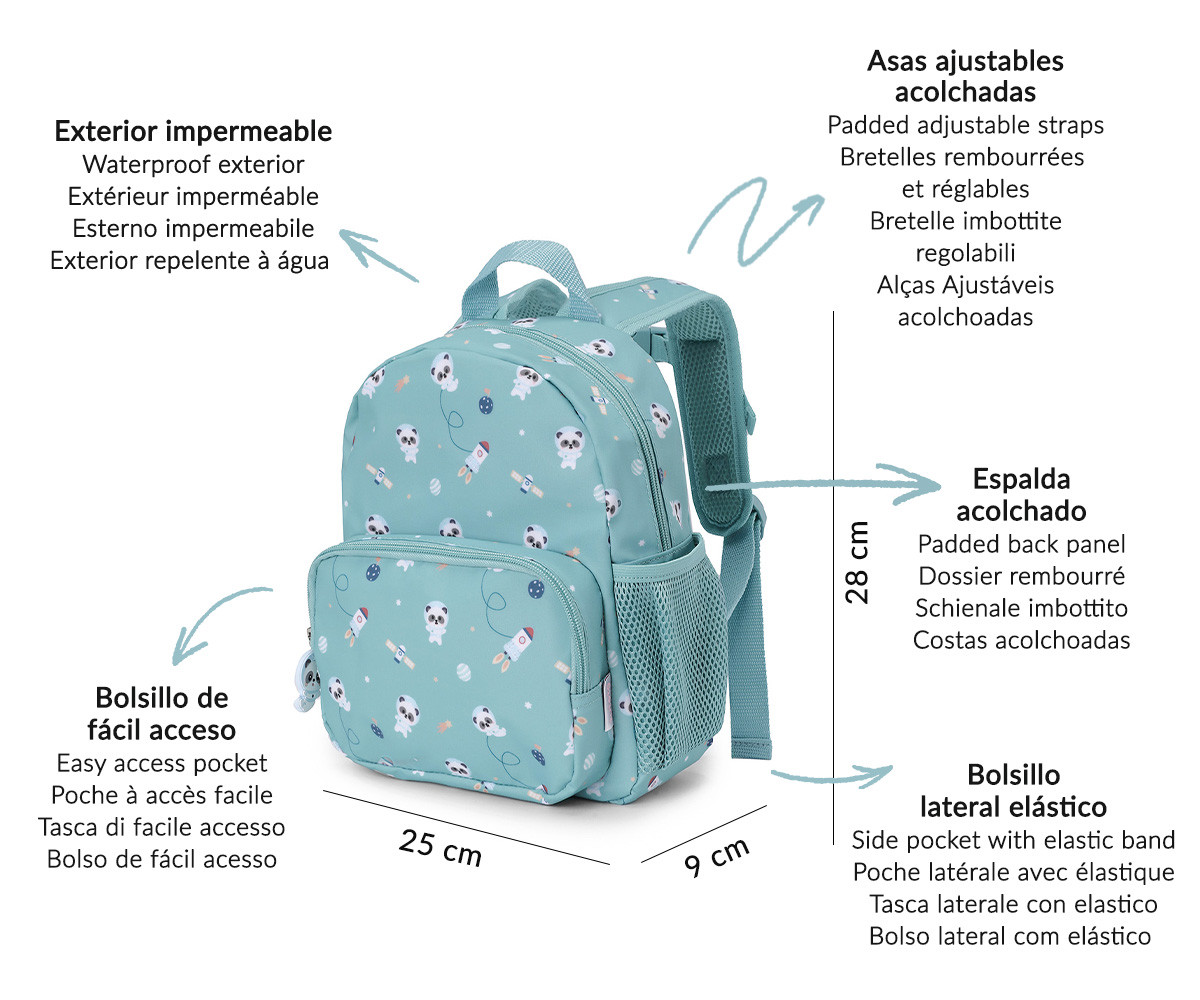 Mochila Infantil Pandas in Space Personalizable - Imagen 8