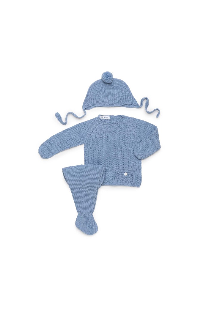 CONJUNTO 3.P BOLSILLOS CIELO JULIANA VISTIENDO BEBES